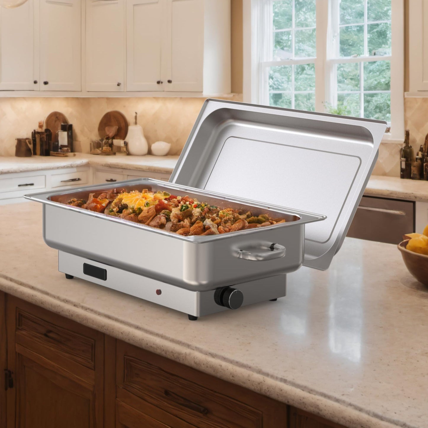 GARVEE 2-Pack Electric Chafing Dish Buffet Set - 9QT Stainless Steel Food Warmers with Temperature Control Display for Weddings, Parties & Catering Events