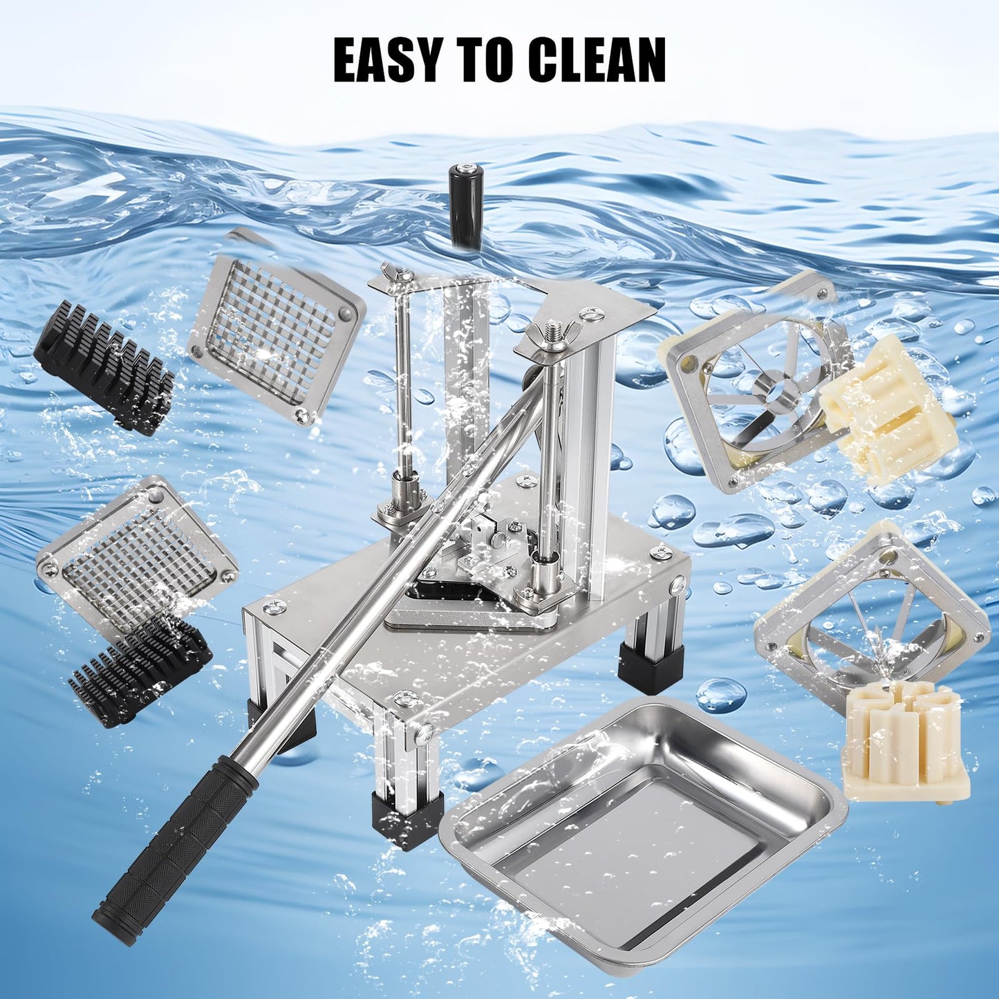 Garvee Commercial Vegetable Fruit Chopper, Stainless Steel French Fry Cutter, 4 Blades, Heavy Duty, Ergonomic Handle, Non-Slip Feet, Easy Cleaning, Ideal for Restaurants and Home Kitchens