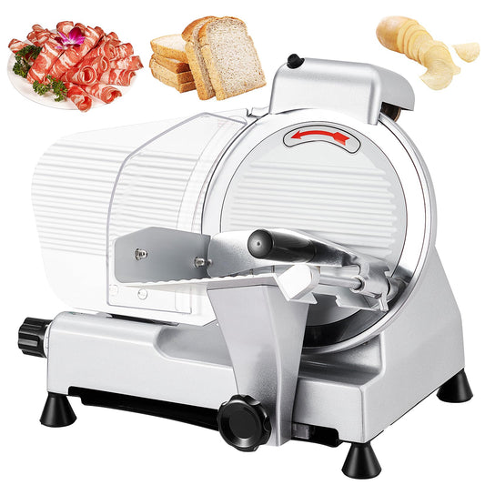 Garvee Commercial Meat Slicer, 240W Frozen Meat Cheese Deli Slicer with 10" Stainless Steel Removable Blade, 0-13mm Adjustable Thickness for Commercial and Home Use