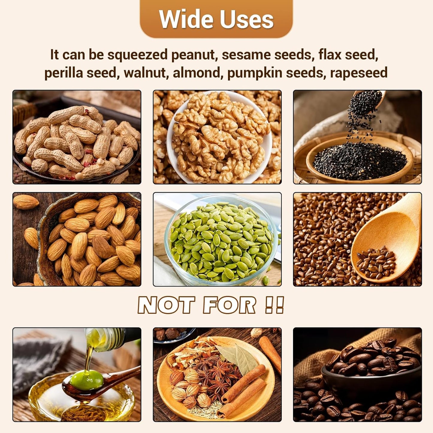 GARVEE 900W Electric Oil Press Machine - Automatic Cold & Hot Oil Extractor with 340 Stainless Steel, Perfect for Pressing Peanut, Sesame Seeds, Walnut, Almond, Pumpkin, and Rapeseed