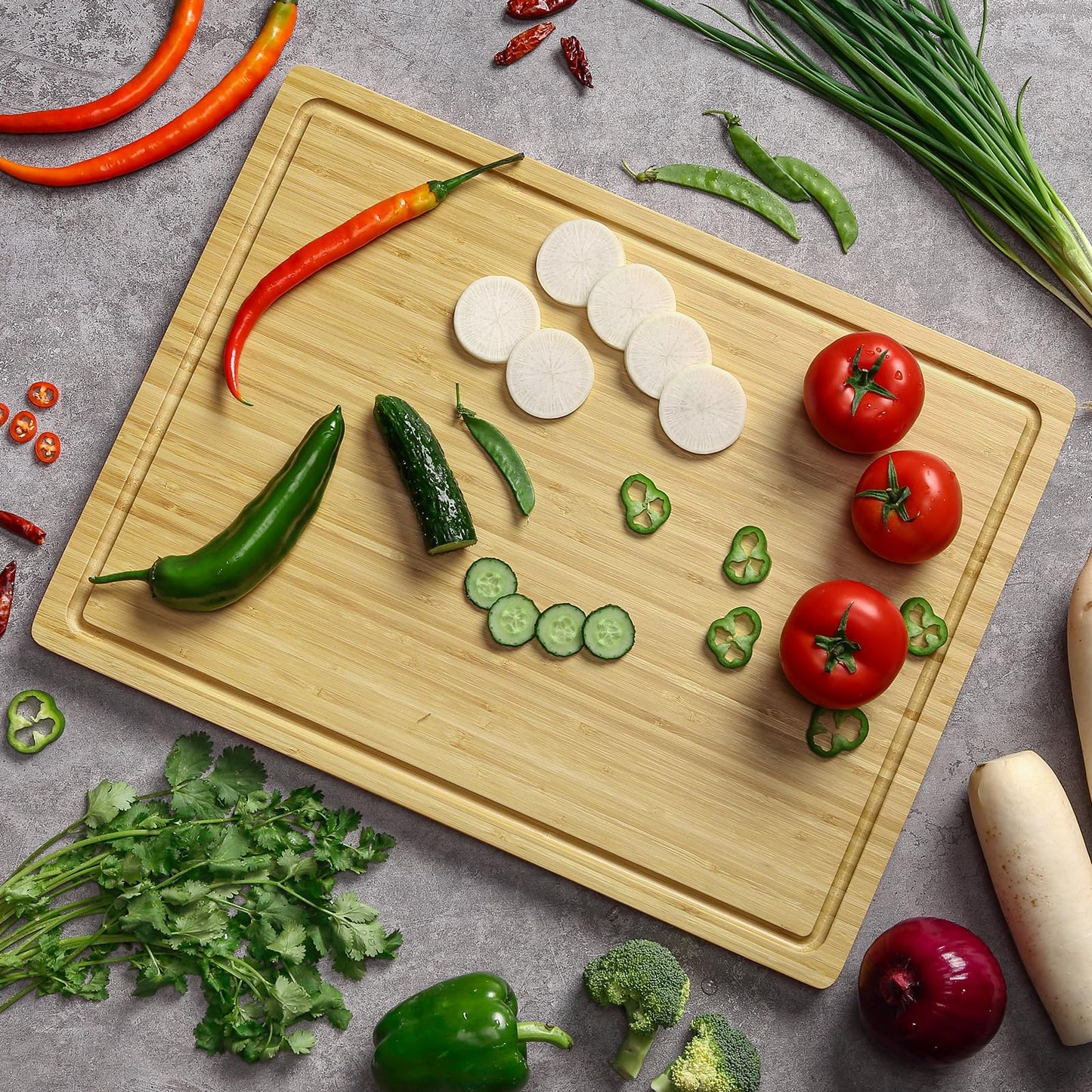 Garvee 20 Inch Extra Large Bamboo Wood Cutting Board for Kitchen, Wooden Chopping Board with Juice Groove for Meat, Vegetables and Cheese, Reversible Charcuterie Board