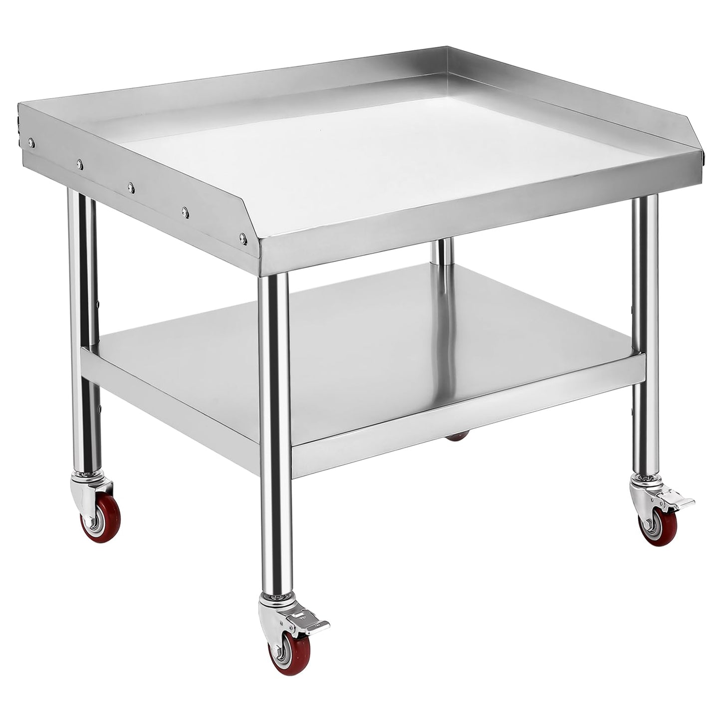 Garvee 24"L x 28"W x 24"H Stainless Steel Grill Stand Table with 1000 lbs Top Shelf, Adjustable Legs, 2" Edge Baffle for Hotels & Homes