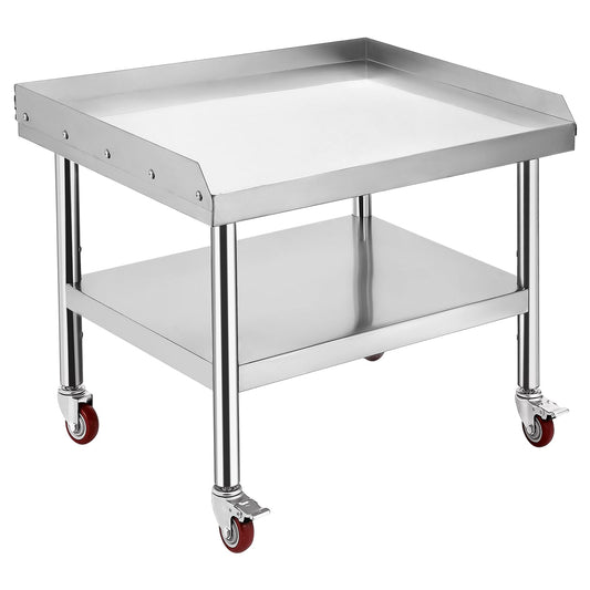 Garvee 24"L x 28"W x 24"H Stainless Steel Grill Stand Table with 1000 lbs Top Shelf, Adjustable Legs, 2" Edge Baffle for Hotels & Homes