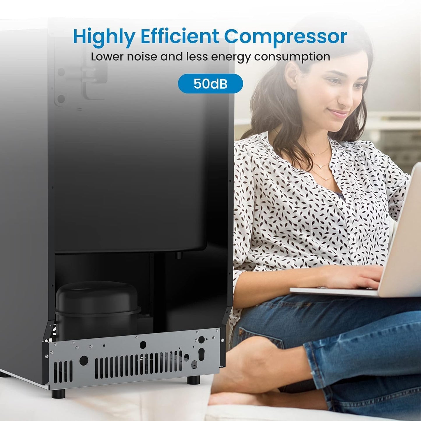 Garvee 150LBS/24H Commercial Ice Maker, Ice Maker Machine with 33LBS Storage Capacity, Stainless Steel Ice Machine for Undercounter or Freestanding, Self-Cleaning, 66 Ice Cubes Ready in 5-15Mins