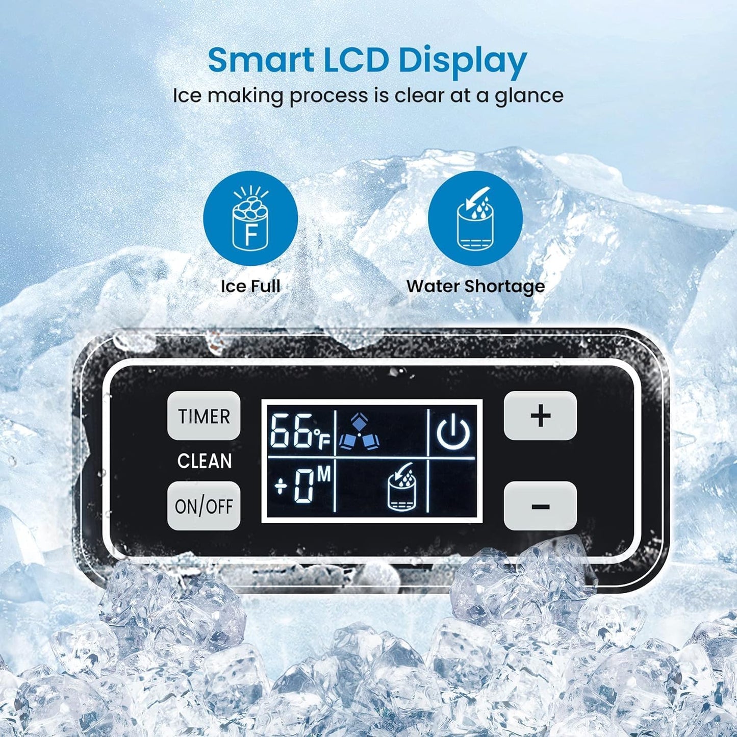 Garvee 150LBS/24H Commercial Ice Maker, Ice Maker Machine with 33LBS Storage Capacity, Stainless Steel Ice Machine for Undercounter or Freestanding, Self-Cleaning, 66 Ice Cubes Ready in 5-15Mins